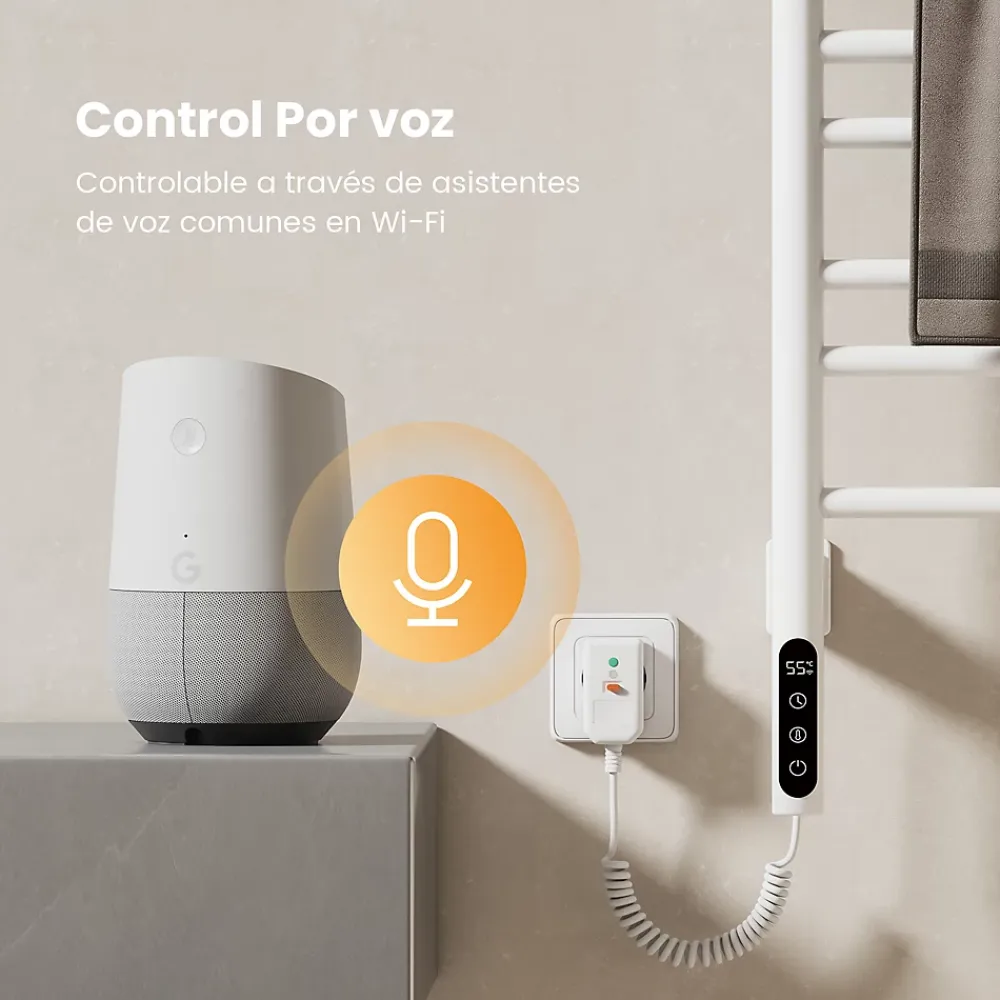 Sèche-Serviettes Électrique|EMKE Chauffe-serviettes Électrique 78x43cm, Thermostat Intelligent WiFi, Radiateur Électrique pour Salle de Bain, Blanc