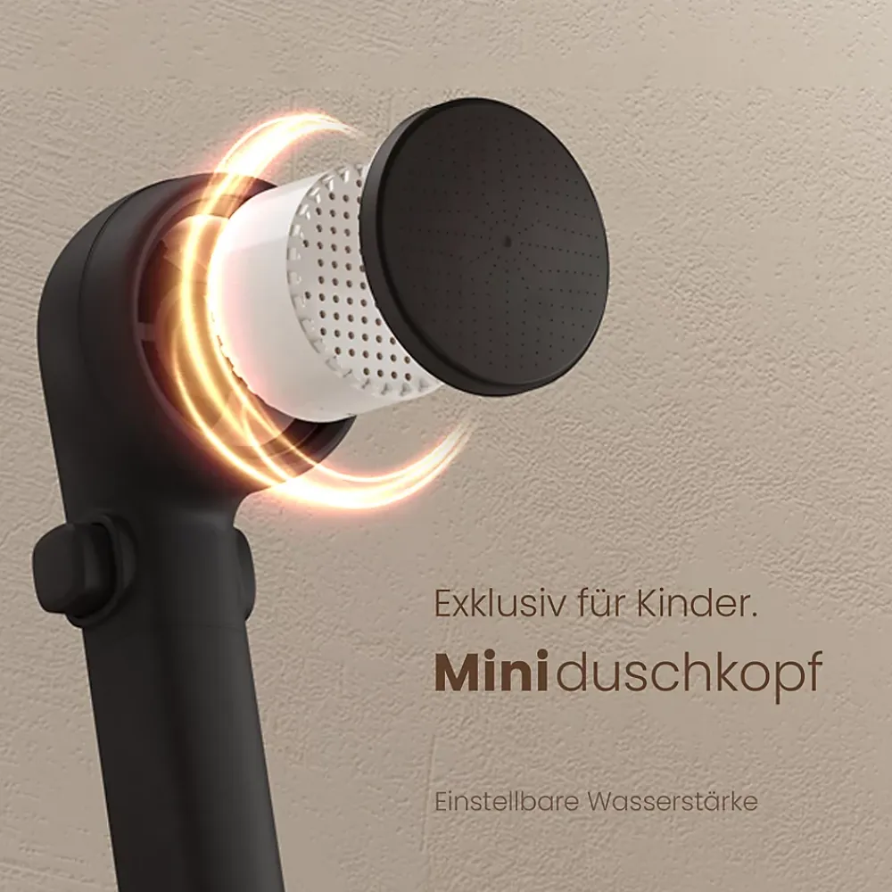 Colonne De Douche Thermostatique|EMKE Colonne de douche avec thermostat Télécommande Douche pluie étagère en verre avec des enfants porte douchette noir