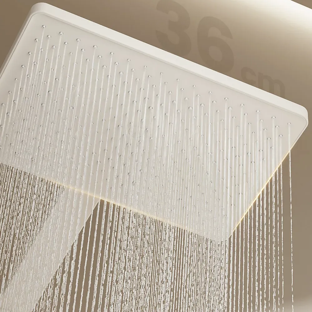 Colonne De Douche Thermostatique|EMKE Colonne de douche avec thermostat Télécommande Douche pluie étagère en verre avec des enfants porte douchette blanc