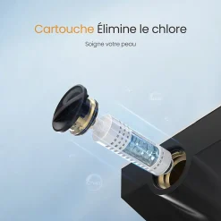 EMKE Colonne de Douche avec douche theramostat à Grande douche de tête et douchette multimode, Cercle, noir
