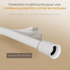 EMKE Colonne de douche thermostatique, pluie 36x24 cm, douchette 4 jets, débit réglable, barre et flexible inclus, blanc