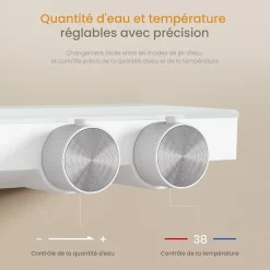 EMKE Colonne de douche thermostatique, pluie 36x24 cm, douchette 4 jets, débit réglable, barre et flexible inclus, blanc