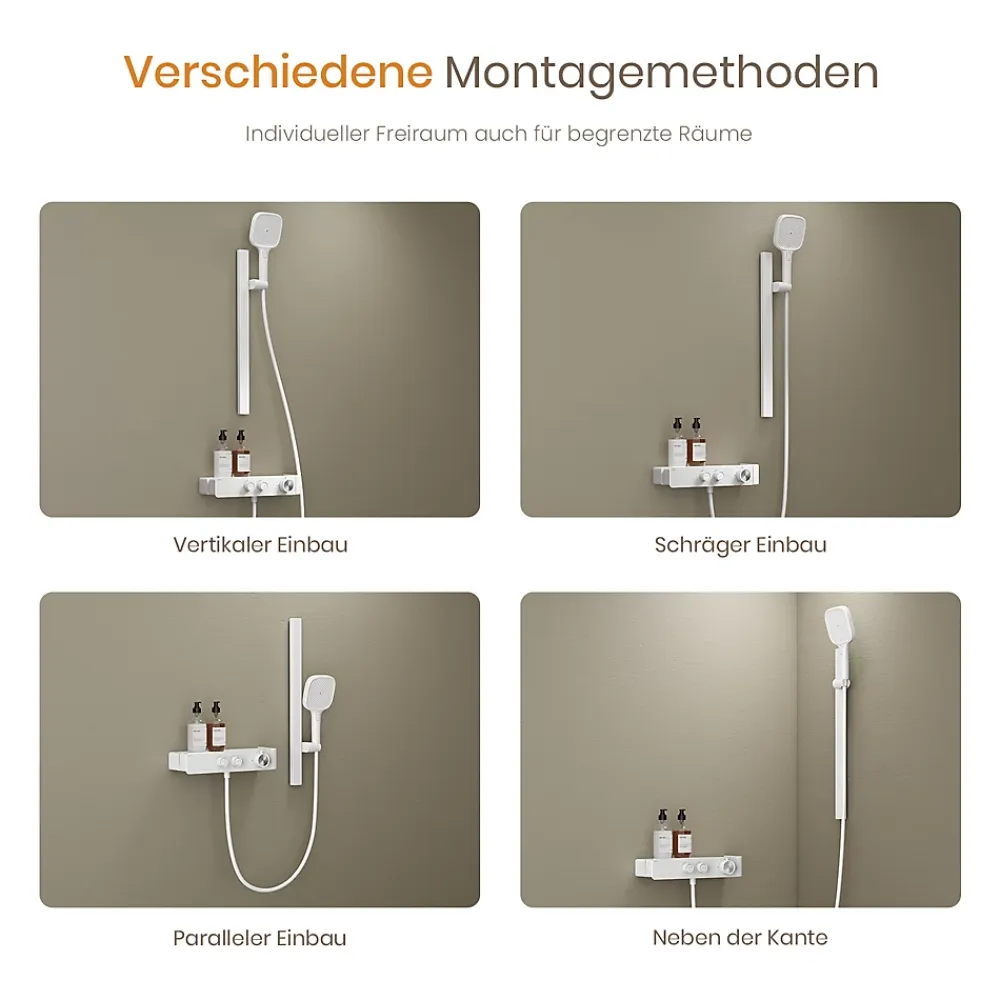 Colonne De Douche Thermostatique|EMKE Colonne de Douche Thermostatique, Débit d'Eau Ajustable, Douchette 3 Fonctions, Kit de Douche, Blanc