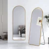 EMKE Grand miroir intégral avec cadre en aluminium doré, 160 x 60 cm, sur pied ou mural