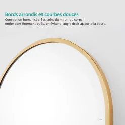 Miroir Simple|EMKE Grand miroir intégral avec cadre en aluminium doré, 147 x 45 cm, sur pied ou mural