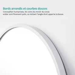 EMKE Grand miroir intégral avec cadre en aluminium blanc, 160 x 60 cm, sur pied ou mural