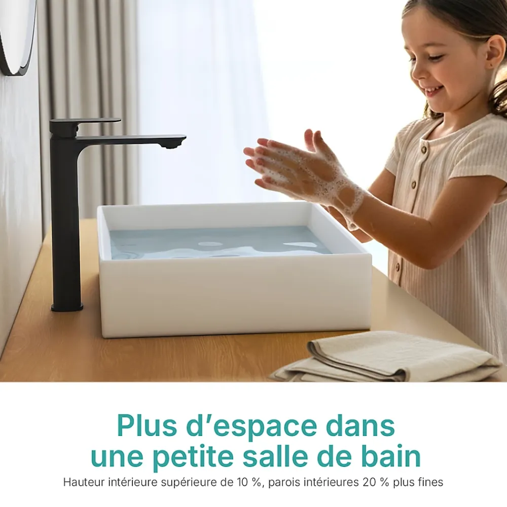 Vasque À Poser|EMKE Lavabo en Céramique Blanc 510x370x110 mm, Vasque Carrée, Posable