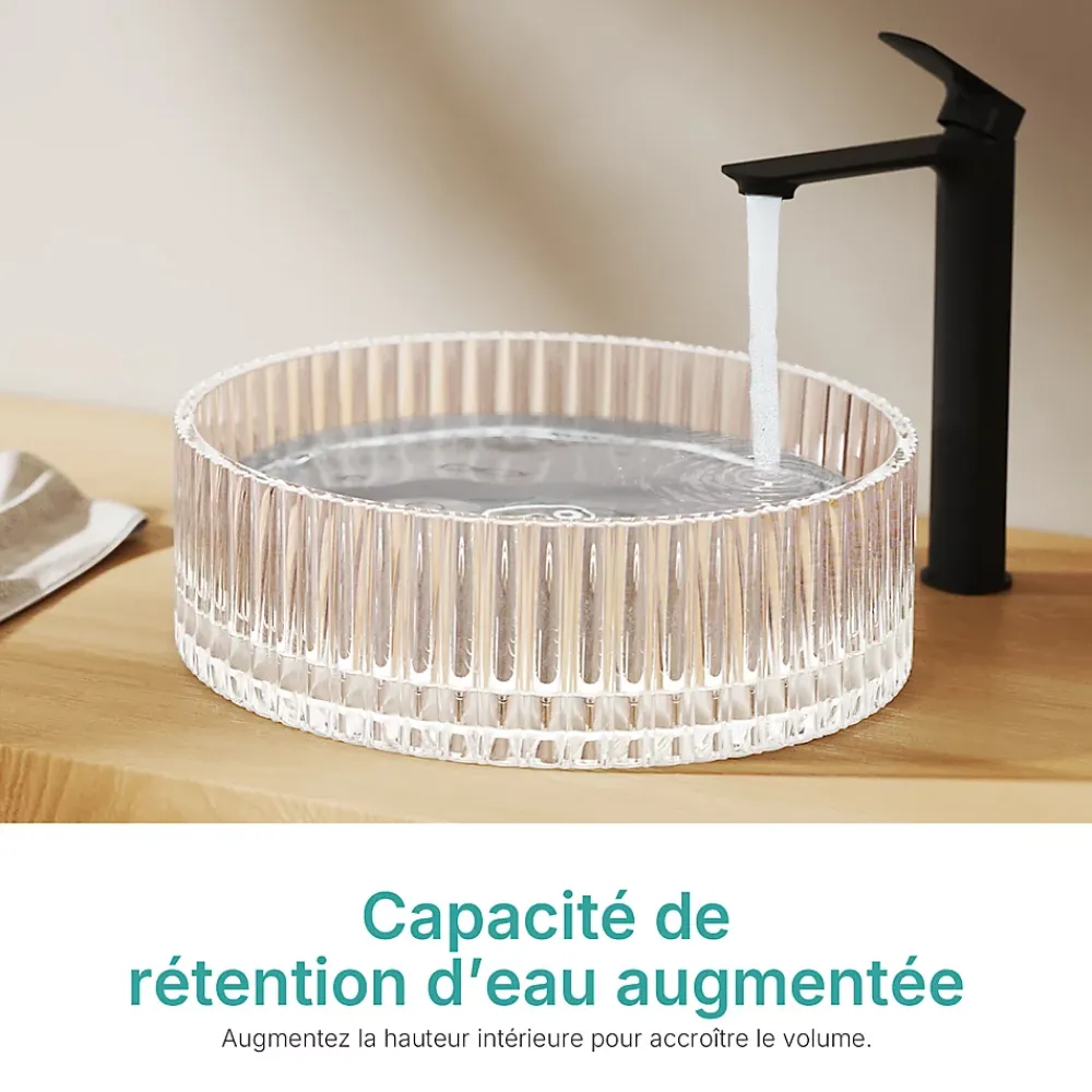 EMKE Lavabo en Verre Trempé Rond à Poser 400x400x120 mm, Vasque Salle de Bain, Irisé