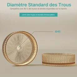 EMKE Lavabo en Verre Trempé Rond à Poser 400x400x120 mm, Vasque Salle de Bain, Rose Gold