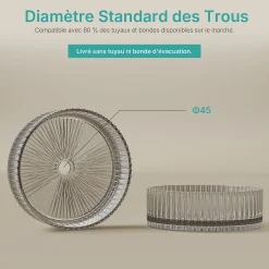 EMKE Lavabo en Verre Trempé Rond à Poser 400x400x120 mm, Vasque Salle de Bain, Gris Transparent