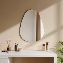 Miroir Simple|EMKE Miroir de Salle de Bain Asymétrique 50 x 70 cm, Miroir Ovale pour Salle de Bain, Miroir Mural irrégulier Miroir Décoratif