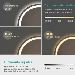 Miroir Lumineux|EMKE Miroir lumineux salle de bain ovale 80x60cm, Interrupteur Tactile, Anti-buée, LED éclairage Lumière Froide/Chaude/Neutre