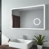 Miroir Lumineux|EMKE Miroir lumineux salle de bain 100x60cm,Miroir LED avec Interrupteur Tactile,3x Grossissement,éclairage Lumière Blanche Froide