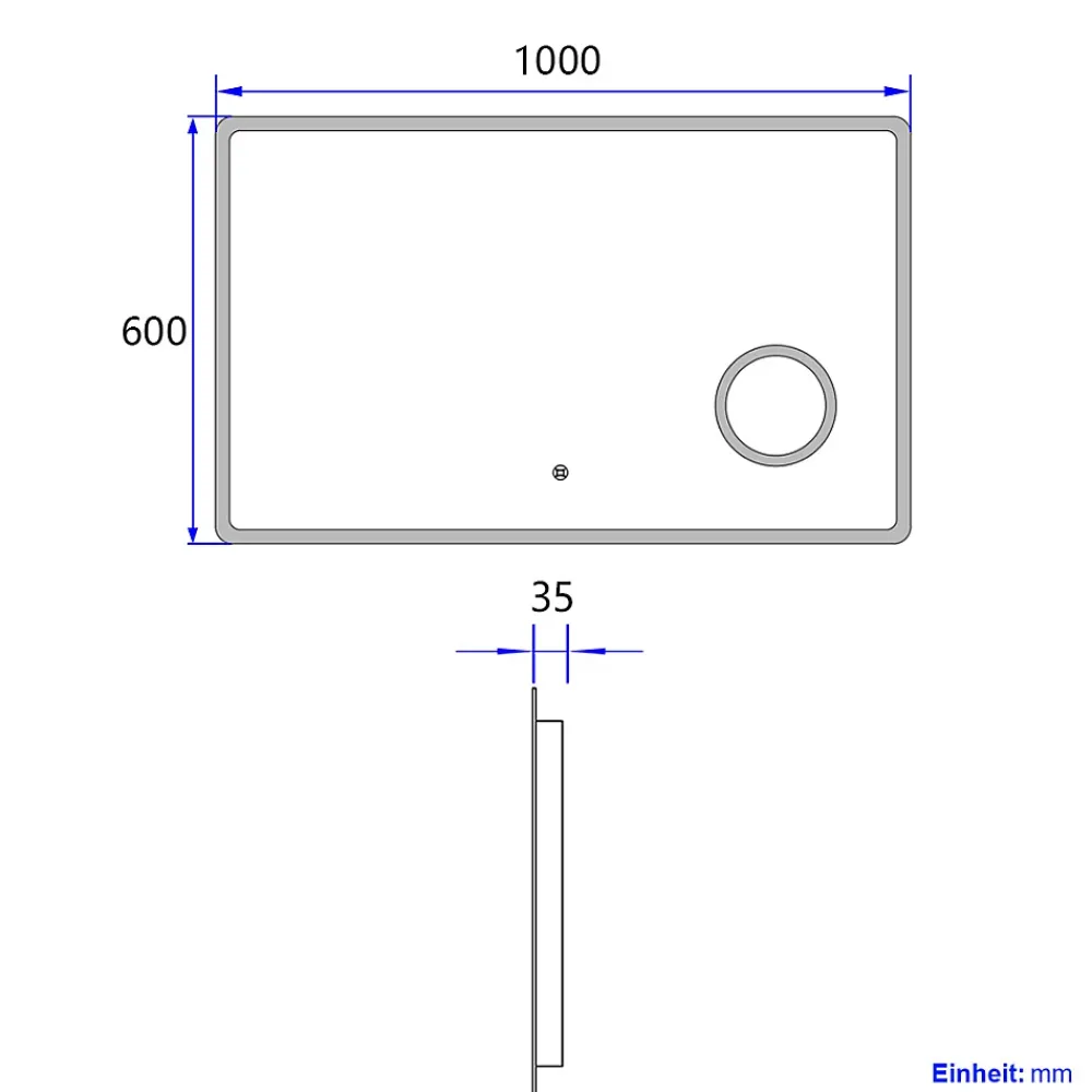 Miroir Lumineux|EMKE Miroir lumineux salle de bain 100x60cm,Miroir LED avec Interrupteur Tactile,3x Grossissement,éclairage Lumière Blanche Froide