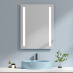 EMKE Miroir lumineux salle de bain 60x80cm, Miroir LED salle de bain, Miroir avec l'éclairage, Lumière blanche froide