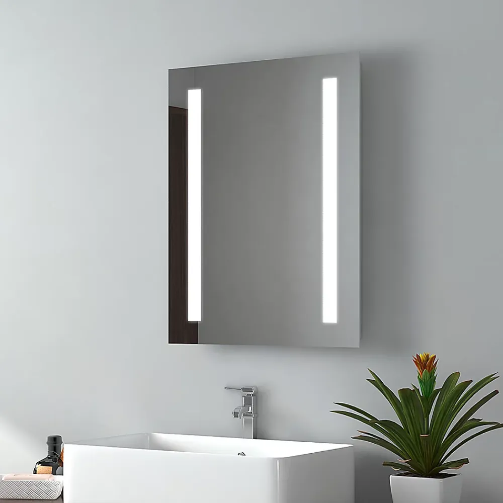 Miroir Lumineux|EMKE Miroir lumineux salle de bain 45x60cm, Miroir LED salle de bain, Miroir avec l'éclairage, Lumière blanche froide