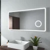 Miroir Lumineux|EMKE Miroir lumineux salle de bain 120x60cm, Miroir LED, Interrupteur Tactile, 3x Grossissement, éclairage Lumière Blanche Froide