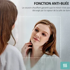Miroir Lumineux|EMKE Miroir lumineux salle de bain 100x60cm,Interrupteur Tactile,Anti-buée,3x Grossissement,Bluetooth,3 couleurs de LED Lumières