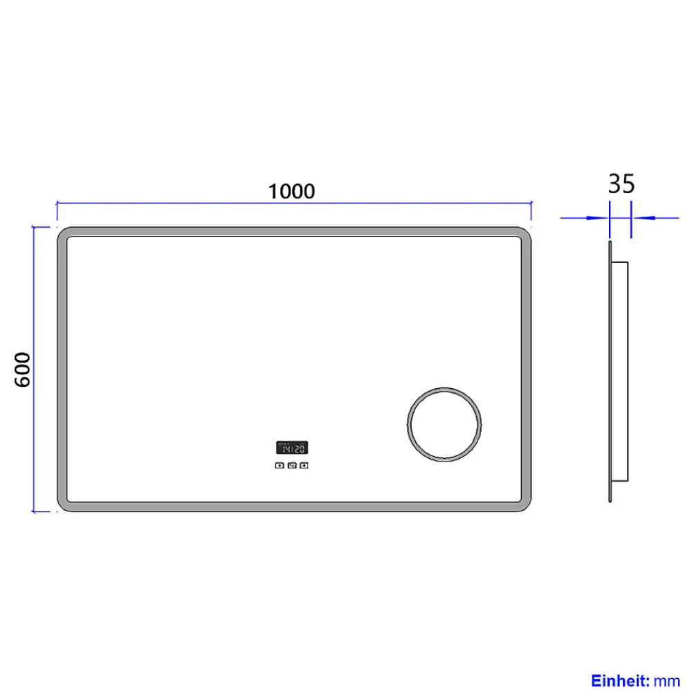 Miroir Lumineux|EMKE Miroir lumineux salle de bain 100x60cm,Interrupteur Tactile,Anti-buée,3x Grossissement,Bluetooth,3 couleurs de LED Lumières