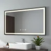 Miroir Lumineux|EMKE Miroir lumineux salle de bain 120x70cm,cadre noir,Interrupteur Tactile, Anti-buée, Horloge et Température, LED Lumière Neutre
