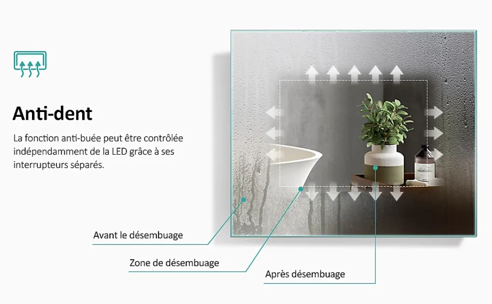 Miroir Lumineux|EMKE Miroir lumineux salle de bain 120x70cm,cadre noir,Interrupteur Tactile, Anti-buée, Horloge et Température, LED Lumière Neutre