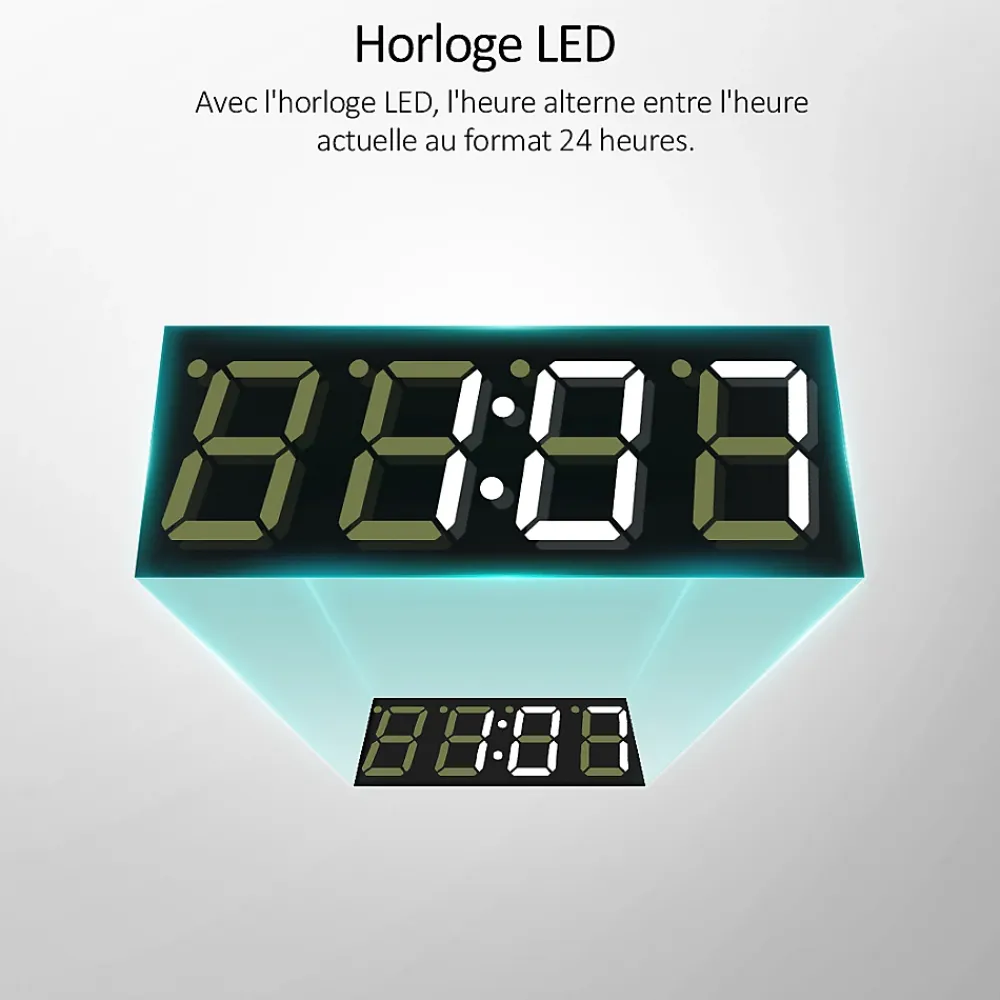 Miroir Lumineux|EMKE Miroir lumineux salle de bain 120x70cm,cadre noir,Interrupteur Tactile, Anti-buée, Horloge et Température, LED Lumière Neutre