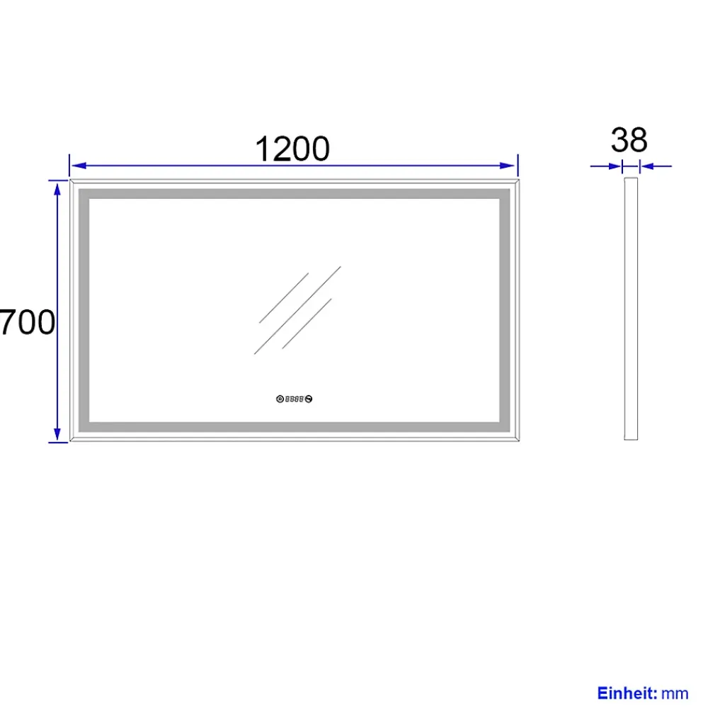 Miroir Lumineux|EMKE Miroir lumineux salle de bain 120x70cm,cadre noir,Interrupteur Tactile, Anti-buée, Horloge et Température, LED Lumière Neutre