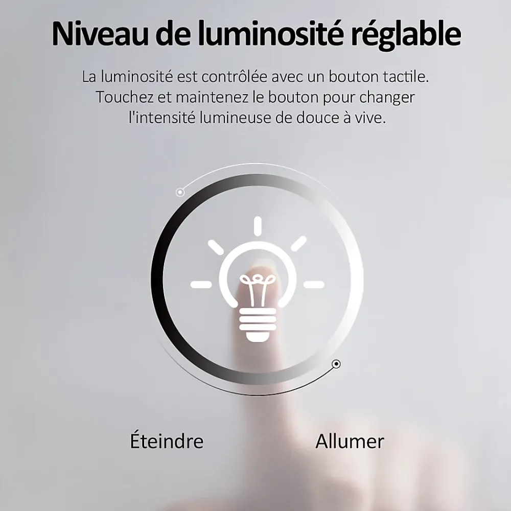 Miroir Lumineux|EMKE Miroir lumineux salle de bain 50x60cm, Miroir LED avec l'éclairage, Interrupteur Tactile, Anti-buée, Lumière Blanche Froide