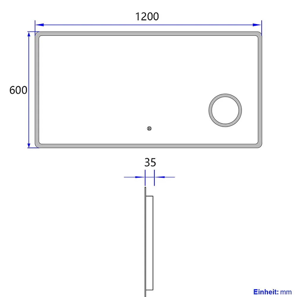 Miroir Lumineux|EMKE Miroir lumineux salle de bain 120x60cm, Miroir LED avec Interrupteur Tactile, 3x Grossissement, Lumière Blanche Froide