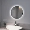Miroir Lumineux|EMKE Miroir lumineux salle de bain rond 50cm, rétro-éclairage sans cadre, Interrupteur Tactile, Lumière Froide/Neutre/Chaude