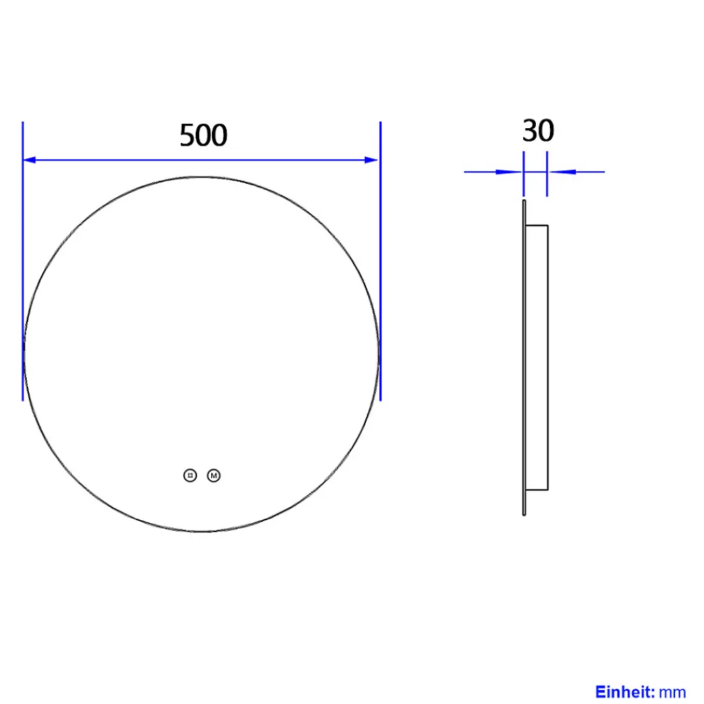 Miroir Lumineux|EMKE Miroir lumineux salle de bain rond 50cm, rétro-éclairage sans cadre, Interrupteur Tactile, Lumière Froide/Neutre/Chaude