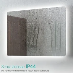EMKE Miroir lumineux salle de bain Rétro-éclairage 100x60cm, Miroir LED avec Interrupteur Tactile, lumière blanche froide