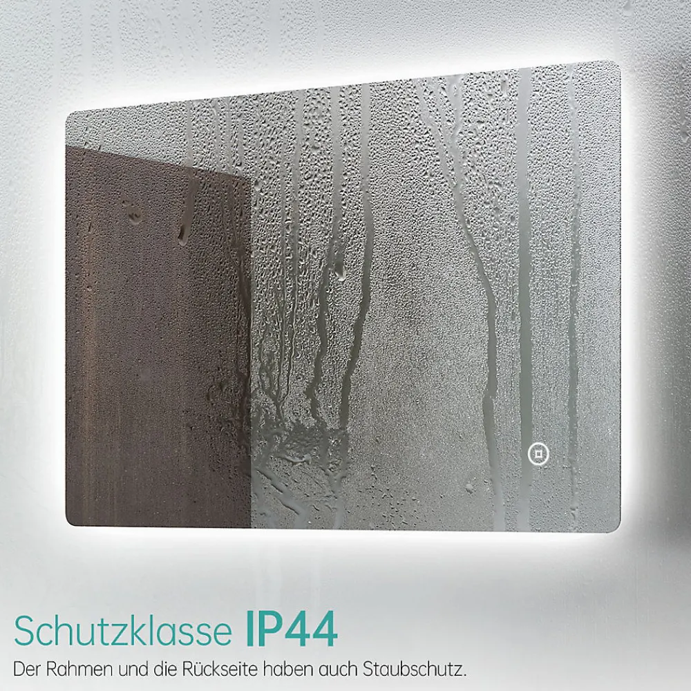EMKE Miroir lumineux salle de bain Rétro-éclairage 100x60cm, Miroir LED avec Interrupteur Tactile, lumière blanche froide