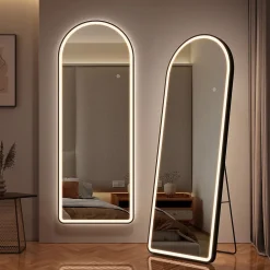 Miroir Lumineux|EMKE Miroir pleine longueur avec éclairage LED, lumière variable, dimmable, 160 x 60 cm, interrupteur tactile, noir