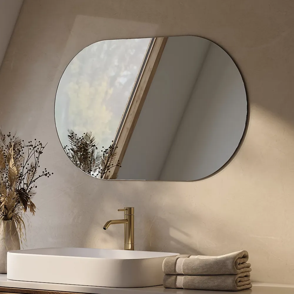 EMKE Miroir rond mural 40x70 cm, surface sans cuivre, anti-explosion, déco murale salle de bain, salon ou chambre