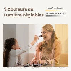 EMKE Miroir Salle de Bain avec Éclairage 80x60cm,Asymétrique,Interrupteur Tactile, 3 Couleurs de LED Lumière Réglables, Anti-Buée