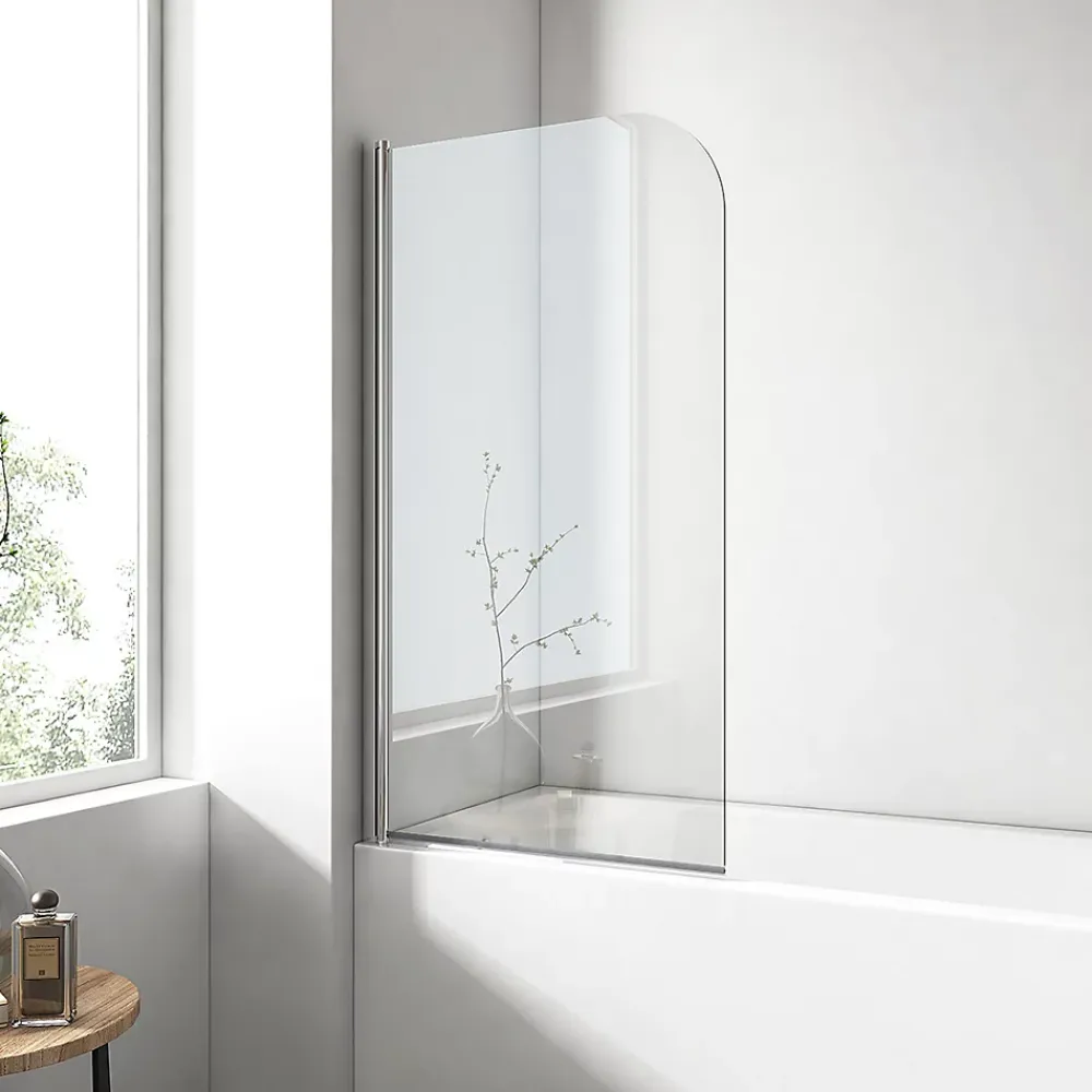EMKE Pare de baignoire en 6 mm verre securit Paroi de douche pour baignoire 70 x 140 cm Revêtement Nano facile à nettoyer