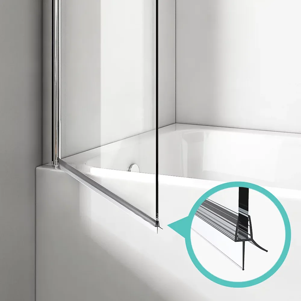 EMKE Pare de baignoire en 6 mm verre securit Paroi de douche pour baignoire 70 x 140 cm Revêtement Nano facile à nettoyer