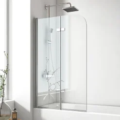 Pare-Baignoire|EMKE Pare de baignoire en 6 mm verre securit Paroi de douche pliable pour baignoire Revêtement Nano facile à nettoyer 100 x 140 cm