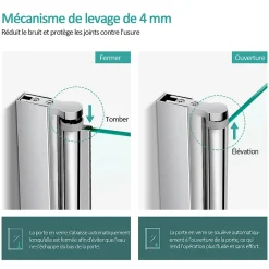Pare-Baignoire|EMKE Pare de baignoire en 6 mm verre securit Paroi de douche pliable pour baignoire, 120x140cm,Revêtement Nano facile à nettoyer