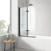 Pare-Baignoire|EMKE Pare-baignoire paroi de douche pour baignoire noir mat 2 parties pliable 120x140cm pare-baignoire 6mm NANO GLASS