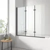Pare-Baignoire|EMKE Pare-baignoire paroi de douche pour baignoire noir mat 3 parties pliable 130x140cm pare-baignoire 6mm NANO GLASS