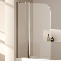 Pare-Baignoire|EMKE Paroi de douche pliable pour baignoire 100 x 140 cm, verre trempé 6 mm, cadre chromé