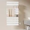 EMKE Radiateur sèche-serviettes électrique salle de bain avec thermostat, 100x50 cm, 350W, blanc brillant