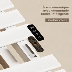 EMKE Radiateur sèche-serviettes électrique salle de bain avec thermostat, 100x50 cm, 350W, blanc brillant
