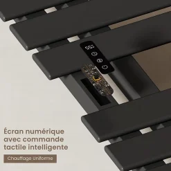 Sèche-Serviettes Électrique|EMKE Radiateur sèche-serviettes électrique salle de bain avec thermostat, panneau chauffant, minuterie, 130x50 cm, 450W, noir mat
