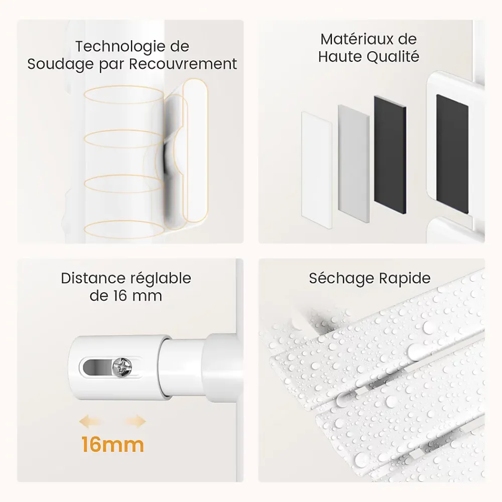 EMKE Radiateur Sèche-Serviettes Électrique 1320x600 mm, Blanc 800W, WiFi, Modes Intelligents, Détection Fenêtre