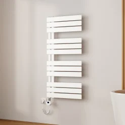 EMKE Radiateur Sèche-Serviettes Électrique 1041x500 mm, Blanc 600W, WiFi, Modes Intelligents, Détection Fenêtre
