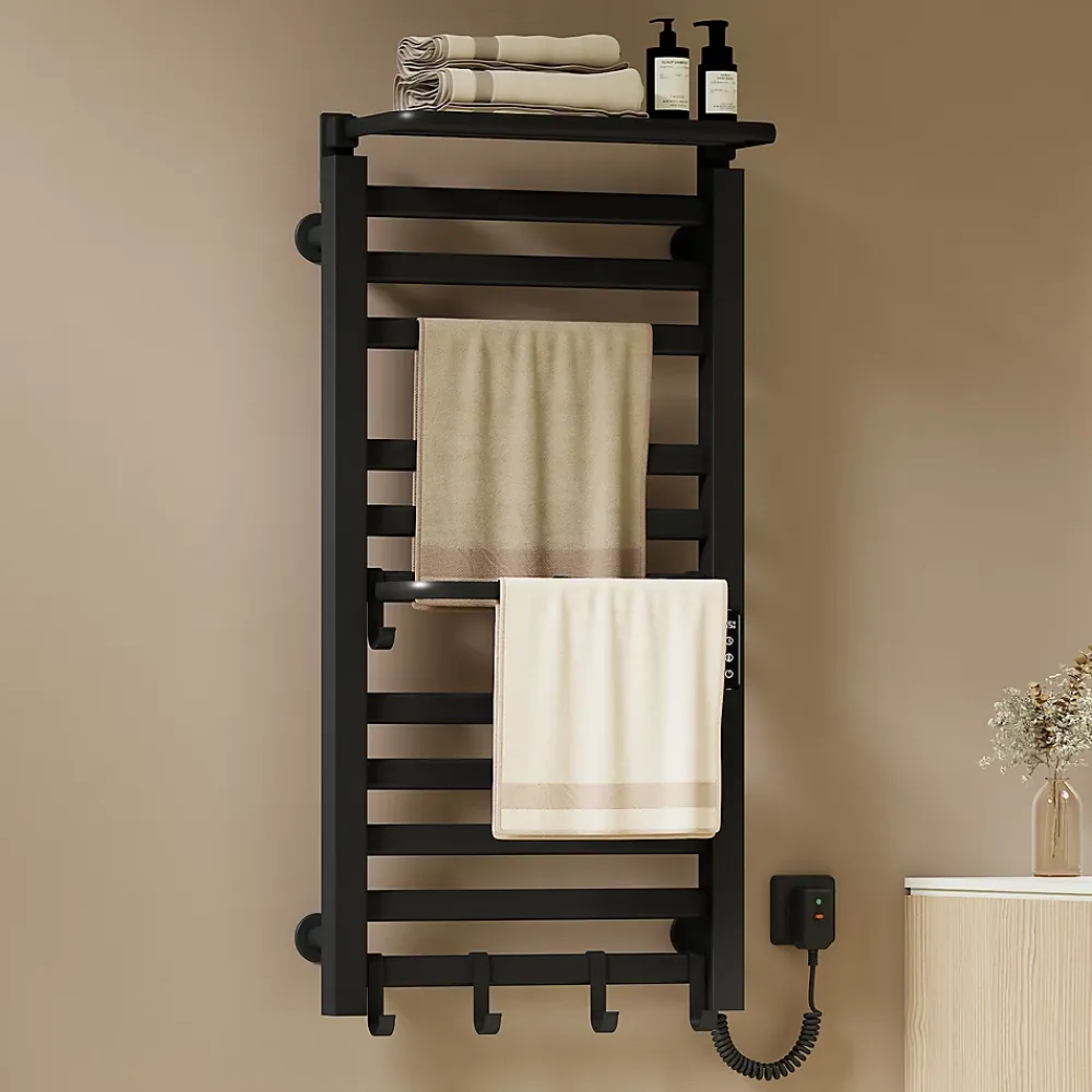 EMKE Radiateur sèche-serviettes électrique salle de bain 100 x 50 cm, température constante intelligente, 280 W, noir mat