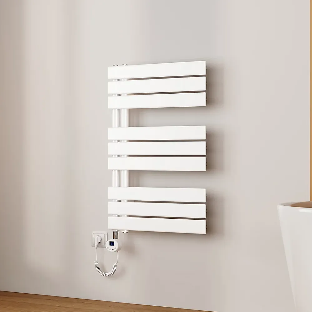 Sèche-Serviettes Électrique|EMKE Radiateur Sèche-Serviettes Électrique 762x500 mm, Blanc 400W, WiFi, Modes Intelligents, Détection Fenêtre